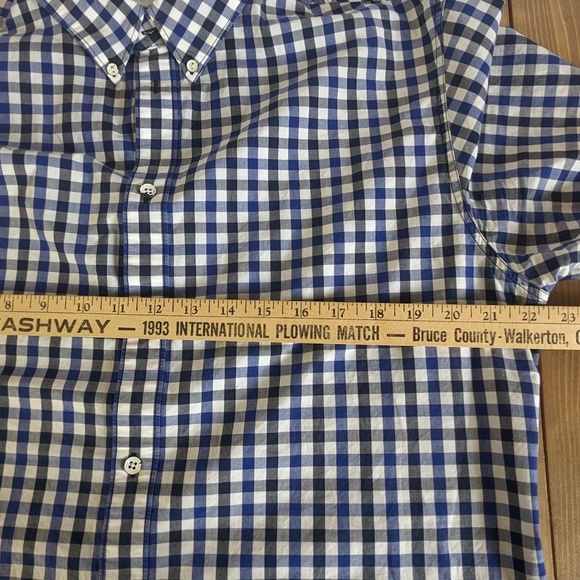 rag & bone Men’s Blue White Check Slim Fit Button Down Shirt - Picture 7 of 12
